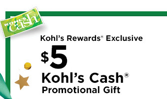 $10 Kohl's Cash Promotional Gift. Valid for one-time use in store or online. Not valid on Sephora at Kohl’s. See details and exclusions below.