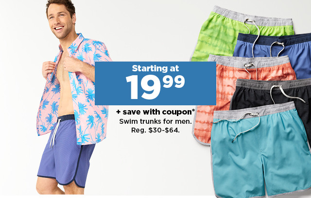 starting at $19.99 plus save with coupon on swim trunks for men. shop now.