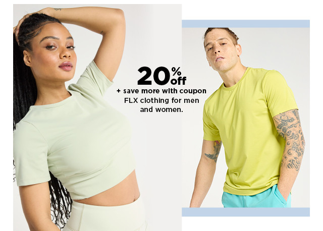 20% off plus save more with coupon flx clothing for men and womens. shop now.  20% save more with coupon FLX clothing for men and women. 