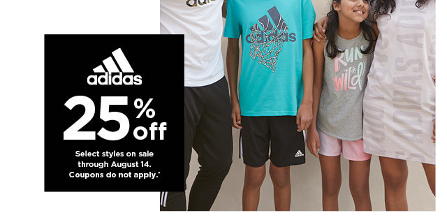 25% off adidas. coupons do not apply. shop now.