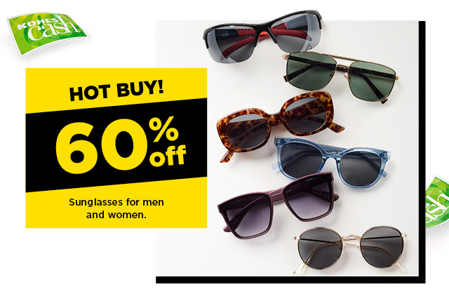 hot buy! 60% off sunglasses for men and women. shop now.