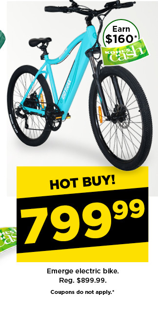 hot buy! 799.99 Emerge electric bike. shop now.