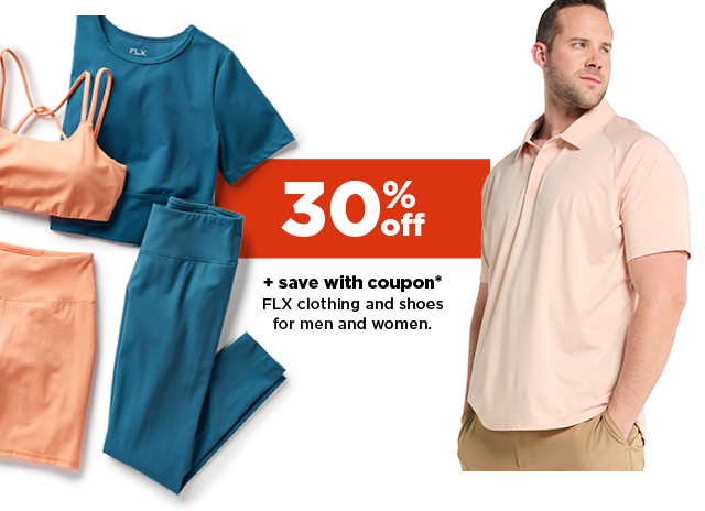 30% off plus save with coupon on FLX clothing and shoes for men and women. shop now.