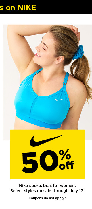 50% off Nike sports bras for women. shop now.