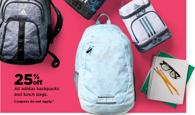 25% off adidas backpacks and lunch bags. shop now.