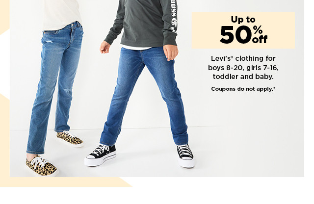 up to 50% off all levi's clothing for kids. coupons do not apply. shop now.