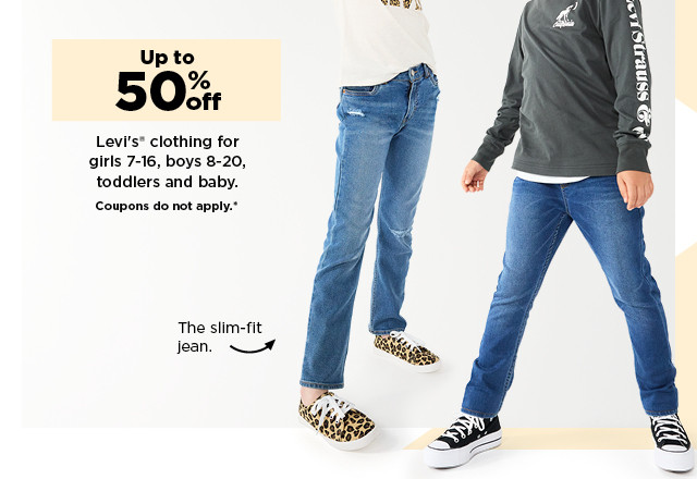 up to 50% off all levi's clothing for kids. coupons do not apply. shop now.