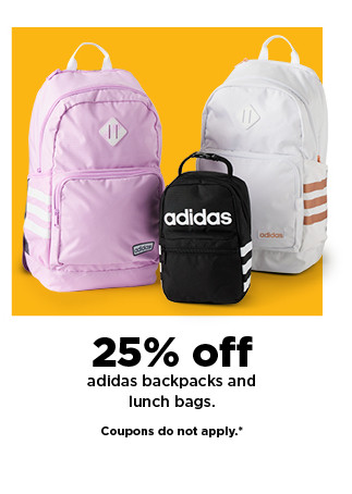 25% off adidas backpacks and lunch bags. shop now.