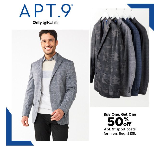 buy one, get one 50% off apt. 9 sport coats for men. shop now.