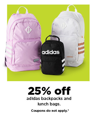 25% off adidas backpacks and lunch bags. shop now.