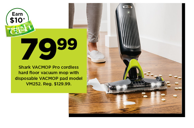 79.99 shark vacmop pro cordless hard floor vacuum mop with dispoable vacmop pad model VM252. shop now.