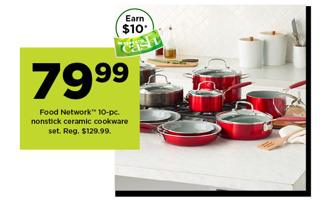 79.99 food network 10-pc nonstick ceramic cookware set. shop now.