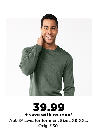 39.99 plus save with coupon apt. 9 sweaters for men. shop now.