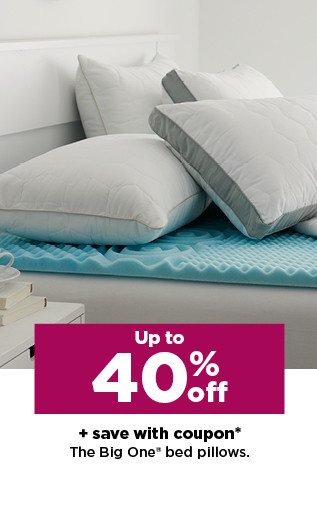up to 40% plus save with coupon on the big one bed pillows.  shop now.