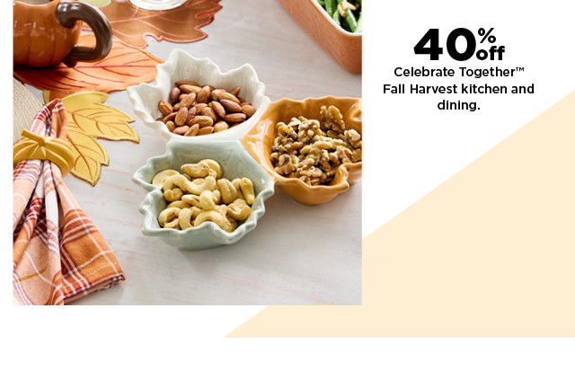 40% off celebrate together fall harvest kitchen and dining. shop now.