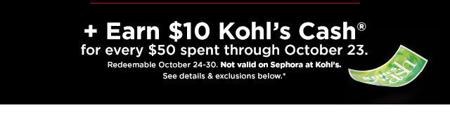 shop lowest prices of the season plus earn $10 kohls cash for every $50. shop now.