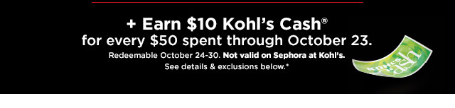 shop lowest prices of the season plus earn $10 kohls cash for every $50 spent. shop now.