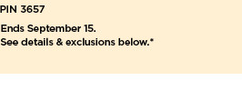 take an extra 20% off in store and online when you use promo code YOUSAVE20.  shop now. PIN 3657 Ends Soptomber 15. See detalls exclusions below. 
