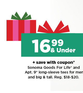 16.99 and under plus save with coupon sonoma goods for life and apt. 9 tees for men. shop now.