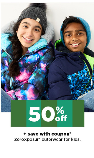 50% off plus save with coupon on zeroxposur outerwear for kids. shop now.