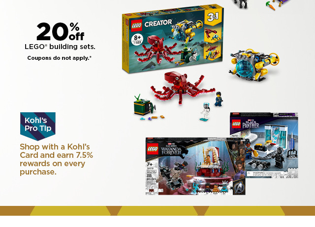 20% off lego building sets. coupons do not apply. shop now.