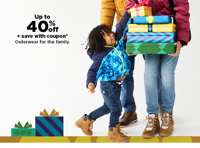 up to 40% off plus save with coupon outerwear for the family.  shop now.