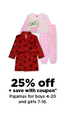 25% off plus save with coupon on sleepwear for boys and girls. shop now.