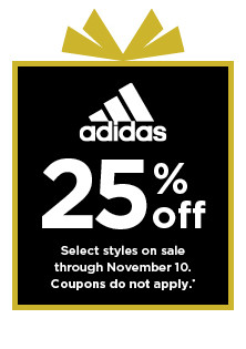 25% off adidas. select styles. coupons do not apply. shop now.