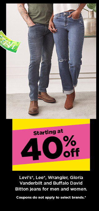 starting at 40% off jeans for men and women. coupons do not apply. shop now.