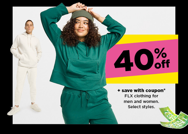 40% off plus save with coupon on FLX clothing for men and women. shop now.