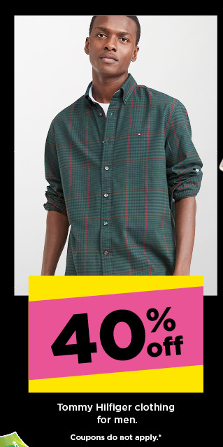 40% off tommy hilfiger clothing for men. coupons do not apply. shop now.