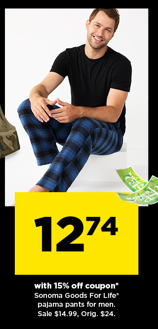 12.74 with 15% off coupon sonoma goods for life pajama pants for men. shop now.