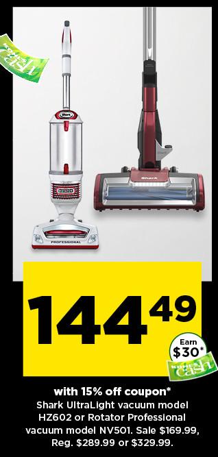 144.49 with 15% off coupon shark ultralight or rotator professional vacuum. shop now.