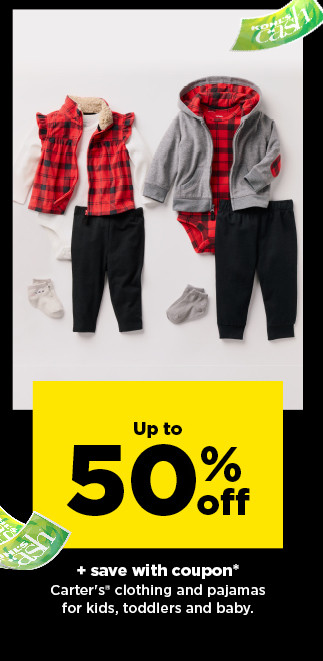 up to 50% off plus save with coupon carter's clothing and pajamas for kids. shop now.