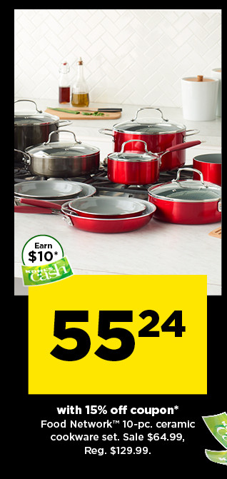 55.24 with 15% off coupon food network 10 piece cookware set. sale 64.99.