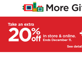 take an extra 20% off in store and online. not valid on sephora. shop now.