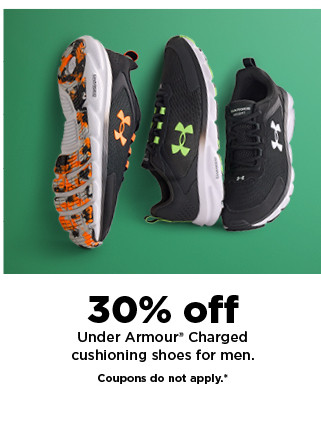 25% off under armour charged cushioning shoes for men. shop now.