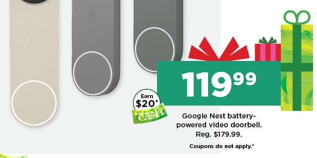 119.99 google nest battery-powered video doorbell. shop now.