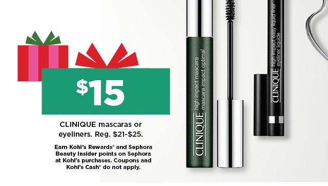 $15 clinique mascaras and eyeliners. shop now.