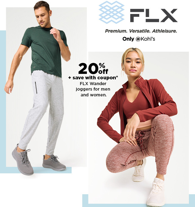 20% off plus save with coupon flx wander joggers for men and women. shop now.