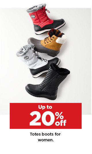 up to 20% off totes boots for the women.