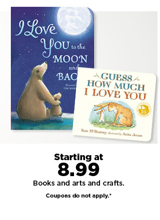 starting at 8.99 books and arts and crafts. coupons do not apply. shop now.