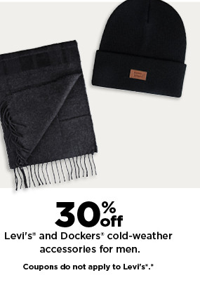 30% off levi's and dockers cold-weather accessories for men. coupons do not apply to levi's.