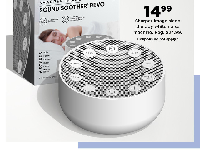 14.99 sharper image sleep therapy white noise machine. coupons do not apply. shop now.