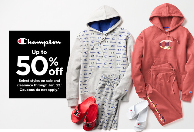 up to 50% off select champion styles on sale and clearance. coupons do not apply. shop now.