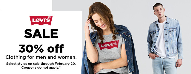 30% off levi's clothing for men and women. coupons do not apply. shop now.