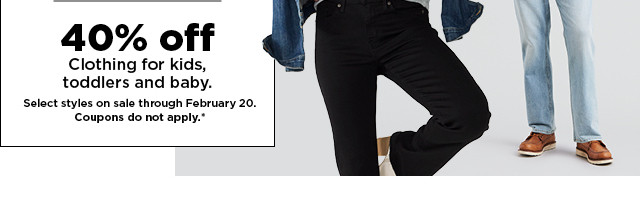 40% off levi's clothing for kids, toddlers and baby. coupons do not apply. shop now.