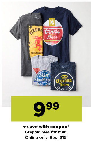 $9.99 plus save with coupon graphic tees for men. online only. shop now.