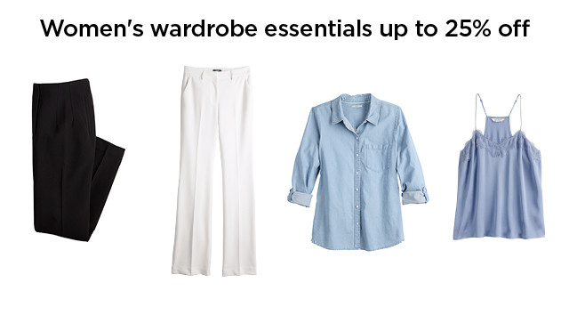 women's wardrobe essentials up to 25% off.