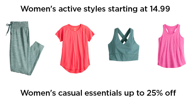 women's active styles starting at 14.99.